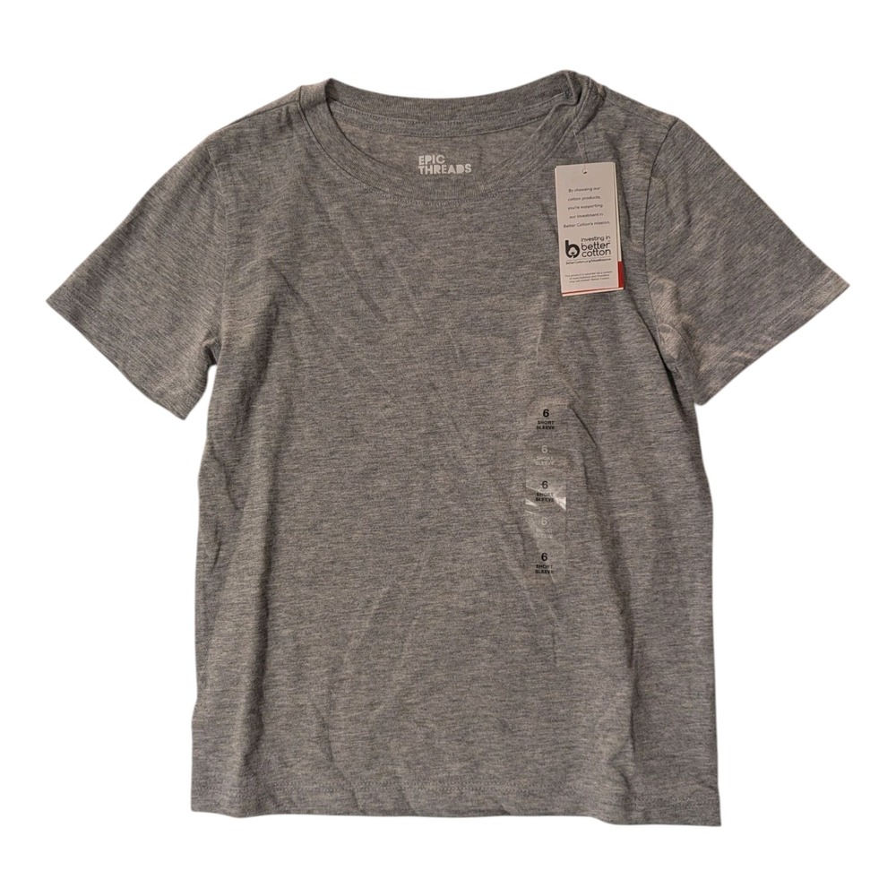 BBC-2 Epic Threads Kids Crewneck T-Shirt Size 6 - Sterling Heather Gray